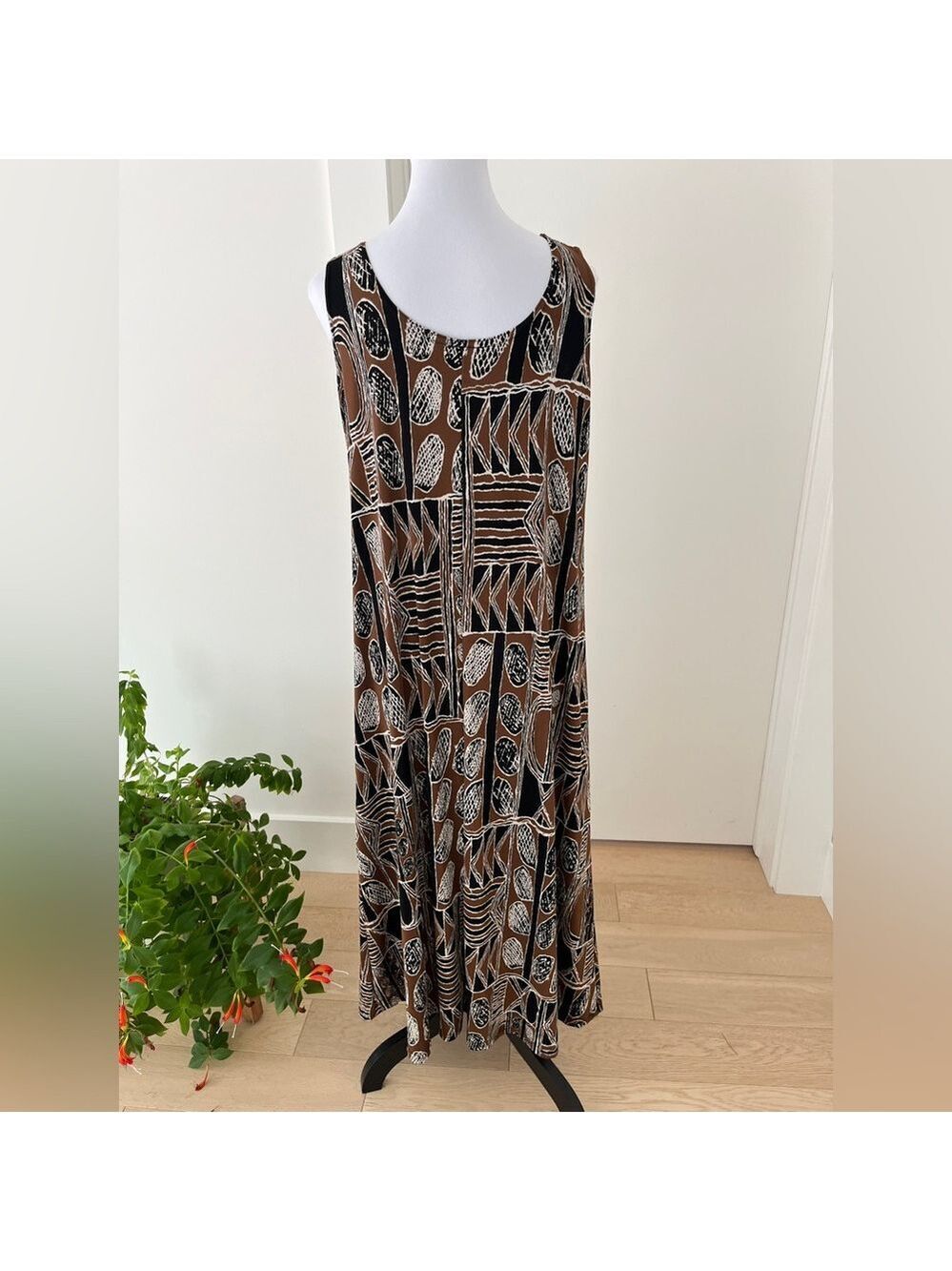 JOSTAR Maxi Dress Sleeveless Scoop Neck A Line Tribal Abstract Stretch Travel